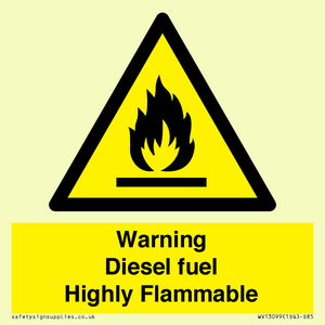 Warning diesel fuel Highly Flammable